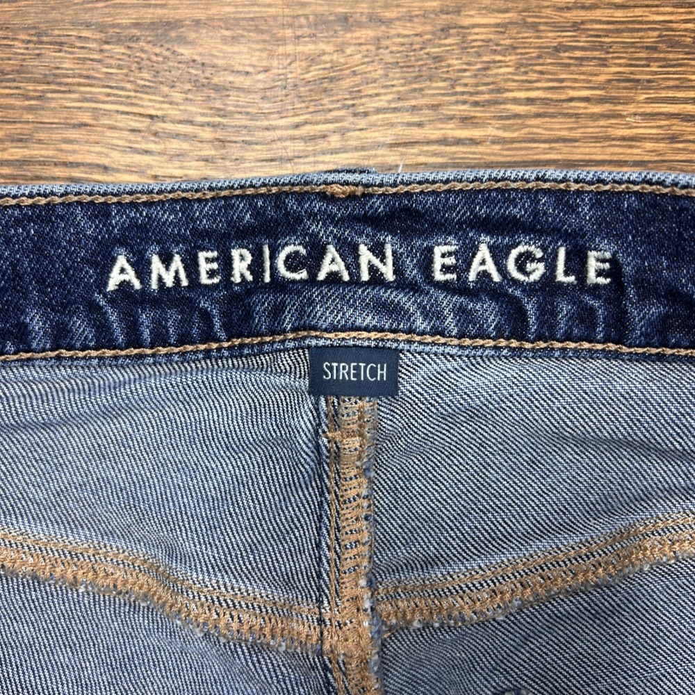 American Eagle Super High Rise Straight Jeans Womens 8 Blue Stretch Denim - Picture 2 of 12